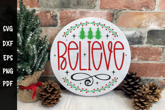 Believe Round Sign SVG Christmas Review