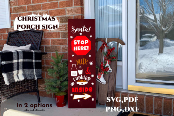 Christmas Porch Sign Svg. Santa Stop